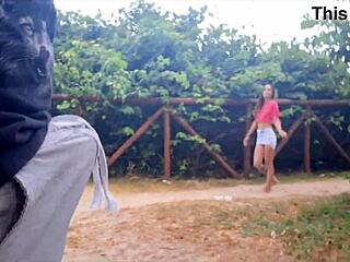 risky public handjob in park for stranger