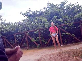 risky public handjob in park for stranger