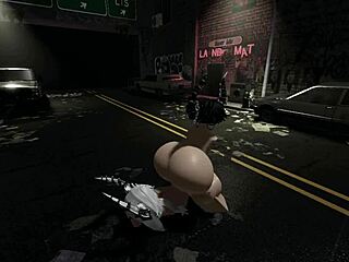 My futanari girlfriend fucked my ass right on the street