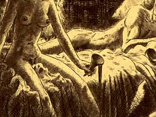 vintage erotic drawings show sensual antique scenes