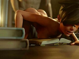 tracer gets fucked hard in doggystyle with big nipples