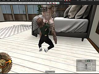 Nerd girl walking on second life
