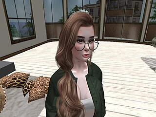 Nerd girl walking on second life
