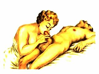 Vintage erotic art from retro antique periods displayed in detail