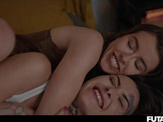 Tomboy lesbians futa sexfight with cum play in prison