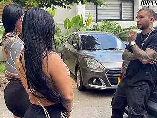 threesome with two busty colombian women on street