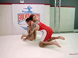 Mistress kara dominates the wrestling ring