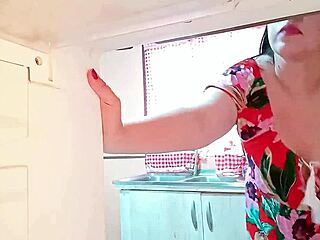 Stepmother gets surprised in kitchen