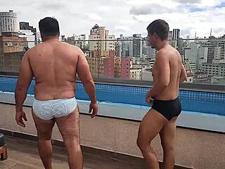 Yuri gaucho security guy fucks pool boy bareback