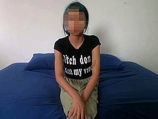 Blue Haired Teen Rides For Facial