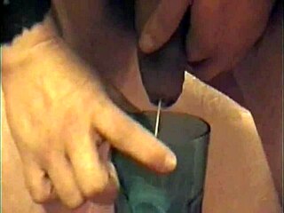 masked bisexual inserts milk in his cock squirts it back out