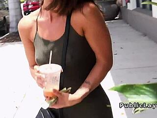Perky tits teen 18+ flashing in public