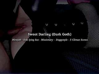 Sweet darling goth babe gets four massive creampies
