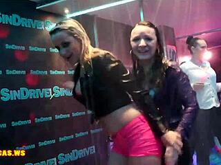 Hot Blonde Goes Wild At The Night Club Party