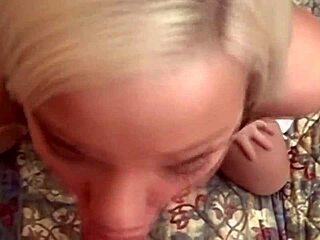 Blonde girl in lingerie opens pussy