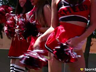 Spankbang gold ultimate cheerleader hardcore orgy five sexy girls spitroast on massive dicks