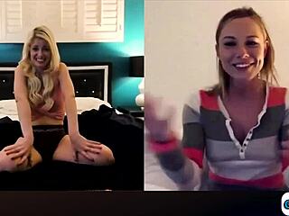 Seperated gfs touch their pussies on webcam