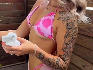 tattooed brunette lexi flexx caught sneaking into step daddys shower