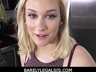 Barely legal teen enjoys time in the kitchen