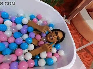 Brazilian milf rides giant cock on machine