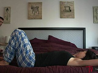 Gorgeous Asian hottie with natural tits gets horny on bed