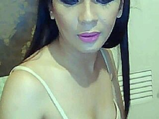 Sweet shemale in lingerie teases with spanking and small tits! 😘