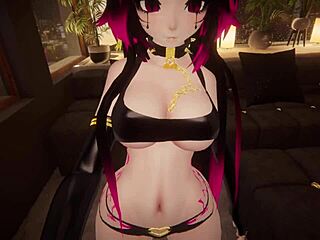 Loving catgirl delivers hot JOI with face touching in anime style.