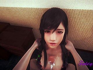 Final Fantasy VII hentai 3D with Tifa's boobjob in Japanese anime porn.