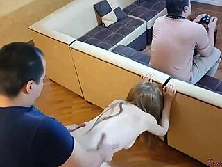 my boyfriend's glued to his game, so i sneak a wild ride with his brother-in-law behind him