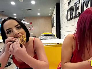 i watched two young latinas flashing their tits in mcdonald's with duda pimentinha and anjinha tatuada