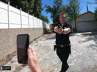 Kenzie Madison catches a dirty cop and screws him in the car