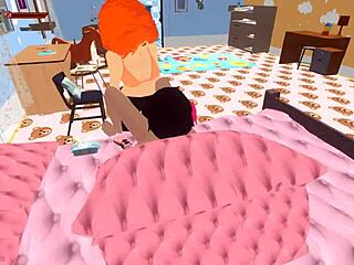 femdom mom straps on in the bathroom for fetish hentai sex, dominating with anime vibes