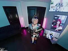 Asian Silver Wolf, suck that big cock hard in VR cosplay!