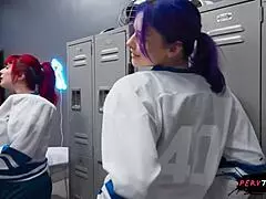 I was sneaking sex in the locker room but it went all wrong with her tits and blowjob