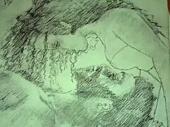 sketch titled foreplay in lingerie for couple