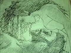 sketch titled foreplay in lingerie for couple