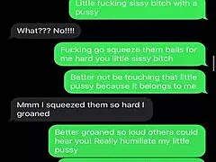 Femdom sexting humiliates sissy bitch with teasing.