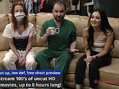 Brunette In Latex Gloves Spreads Shaved Pussy And Pierced Nipples For Orgasm Close-Up