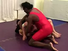 Veve lane dominates in intense spandex wrestling match with powerful moves!