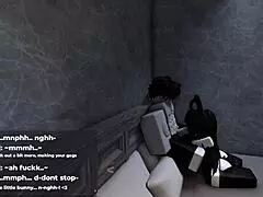 Roblox bunny-girl rides cock wildly until filled with cum