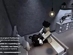 Roblox bunny-girl rides cock wildly until filled with cum