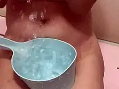 Do you love seeing this 38-year-old married woman's beautiful nipples dripping wet in the bathroom?