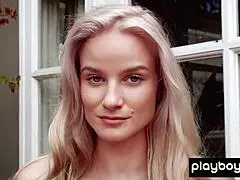 Skinny blonde teen Roxy Shaw stripping naked outdoors and watering her petite tits 😏