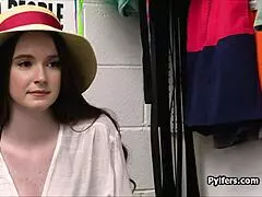 i caught this mall cop fucking a dildo stealing big tit bikini hottie with deepthroat gagging and doggystyle pounding