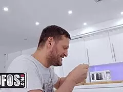 Don't break me with Rebecca Volpetti as the kitchen cutie handling that big cock