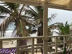 Ebony wife flashes pussy outdoors