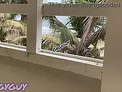 Ebony wife flashes pussy outdoors