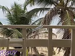 Ebony wife flashes pussy outdoors