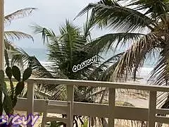 Ebony wife flashes pussy outdoors