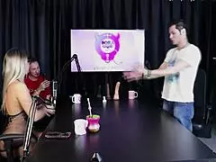 blonde feels hot and strips after guest says he freed a woman at swing house - jow jow sheer red